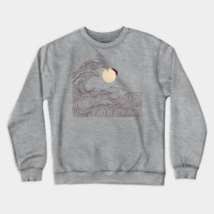 The great wave of black cat moonlight Crewneck Sweatshirt